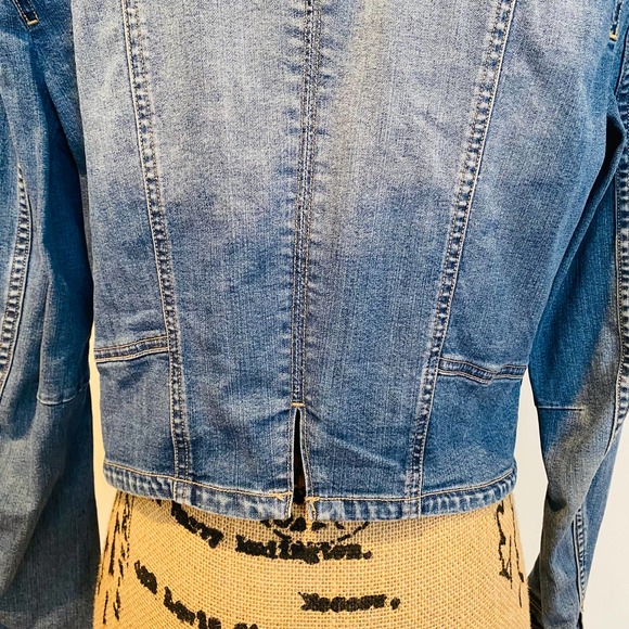 H&M Divided Womens Military Cotton Distressed Denim Jacket 40 - Picture 5 of 11